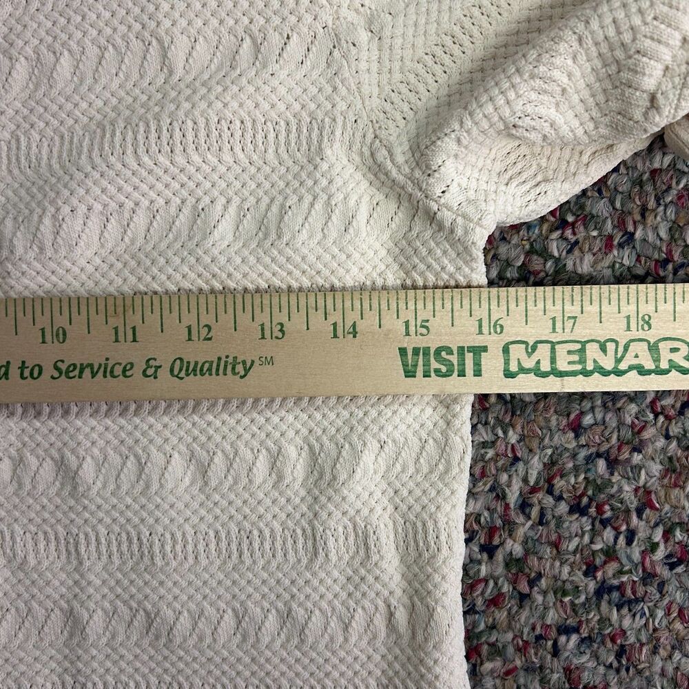 Habitual Nordstrom Ivory Pointelle Knit Short Sleeve Cardigan Sweater Size S - Picture 12 of 13